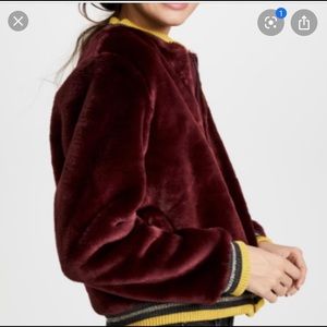 Barber Maroon Fur Bomber Jacket